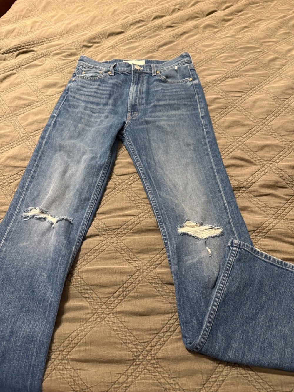 MOTHER Distressed Blue Denim Jeans